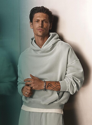 Le 31 Mint/Pistachio Green Faded colour hoodie for men