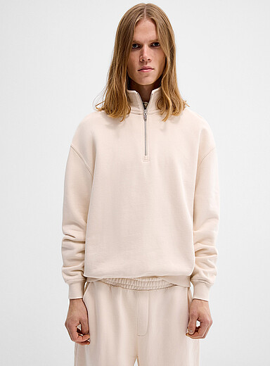Djab Off White Heavy fleece quarter-zip sweatshirt DJAB 101 <b>Relaxed fit</b> for men