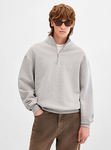Heavy fleece quarter-zip sweatshirt DJAB 101 <b>Relaxed fit</b>