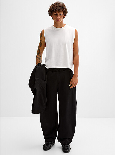Djab Black Loose French terry pant DJAB 101 <b>Malasa&ntilde;a fit - Barrel</b> for men