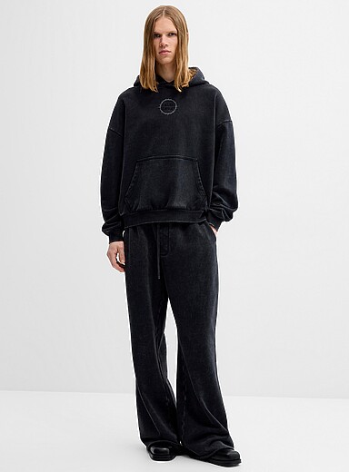 Djab Charcoal Faded flared wide-leg sweatpant <b>Wide fit, semi-flared leg</b> for men