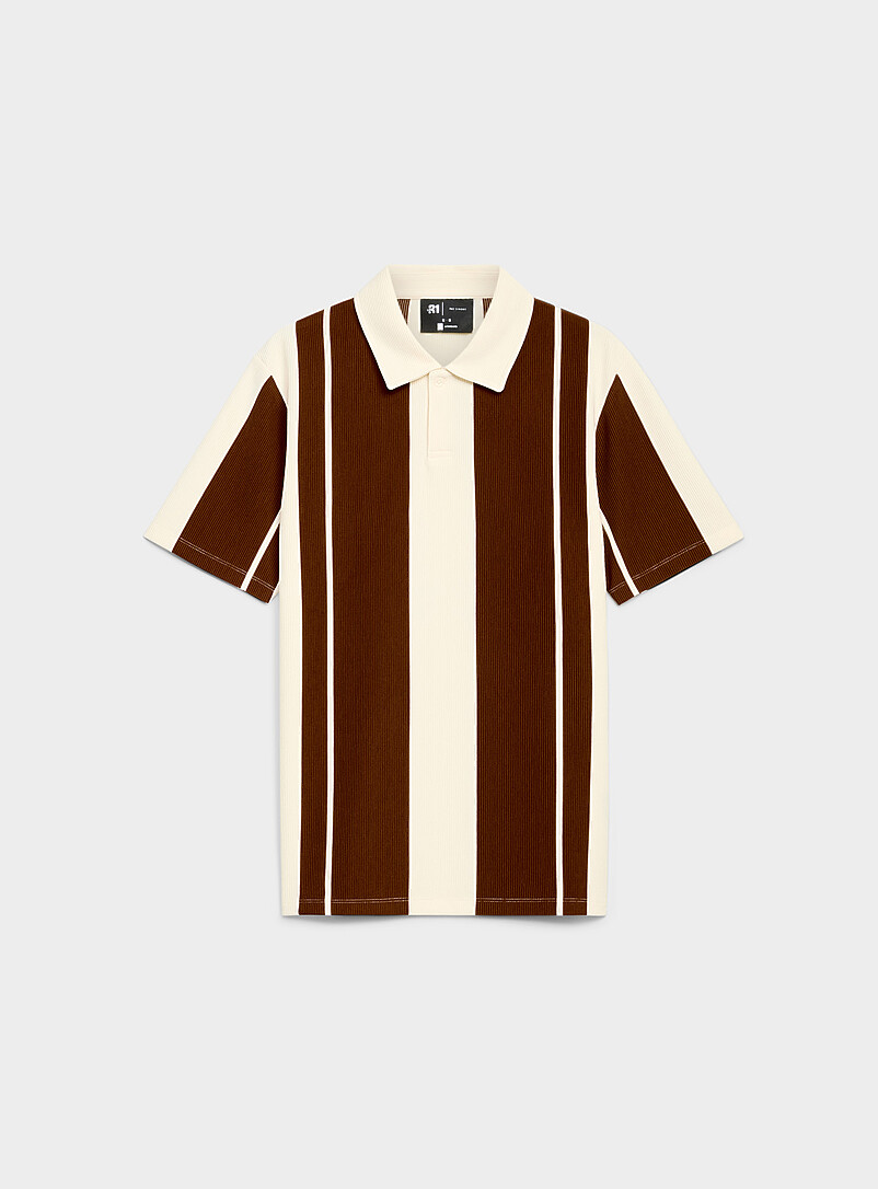 Vertical Stripe Ribbed Polo Standard Fit