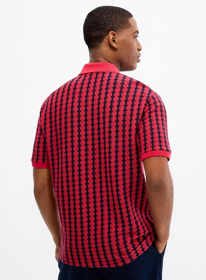 Zip-neck jacquard knit polo Comfort fit product image 3