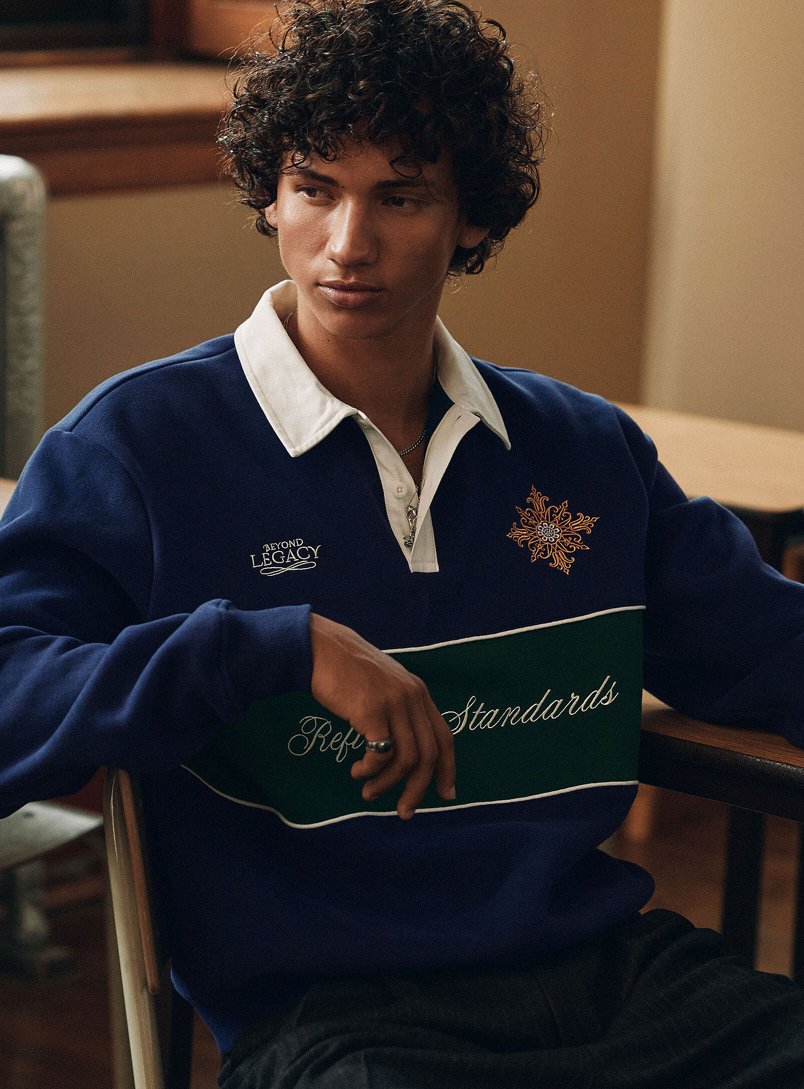 Peachskin rugby polo sweatshirt