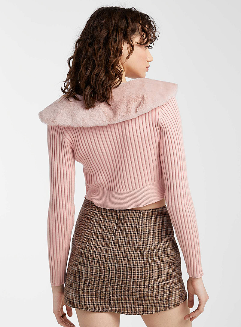 Twik Brown Mini-checkers tweed skirt for women