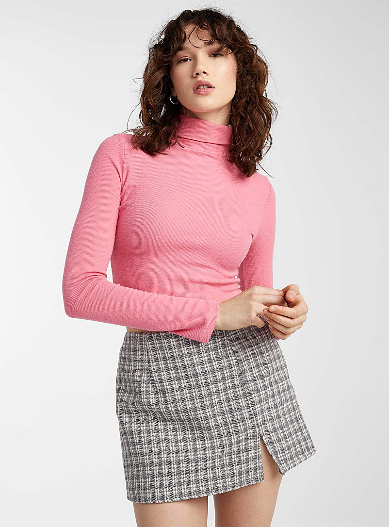 Twik Brown Mini-checkers tweed skirt for women