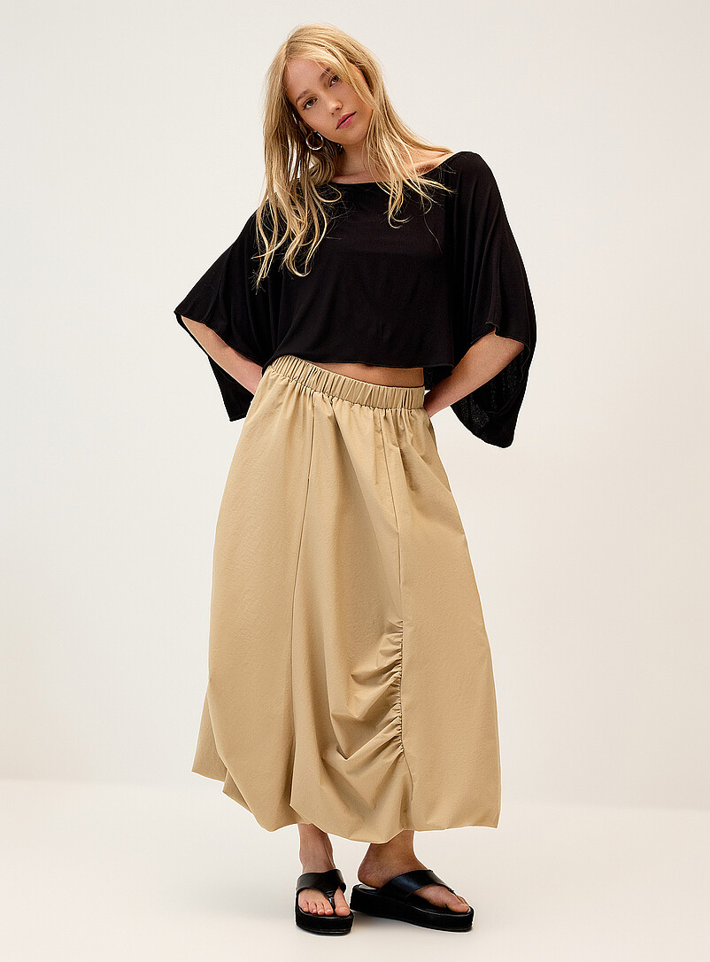 Twik: Le poncho fin jersey col bateau Noir pour femme