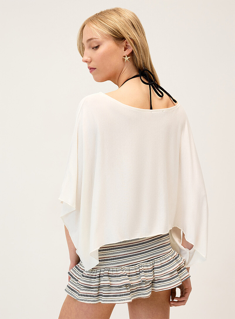 Twik: Le poncho fin jersey col bateau Noir pour femme