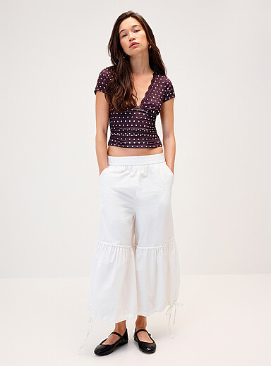 Satiny lace polkadot T-shirt