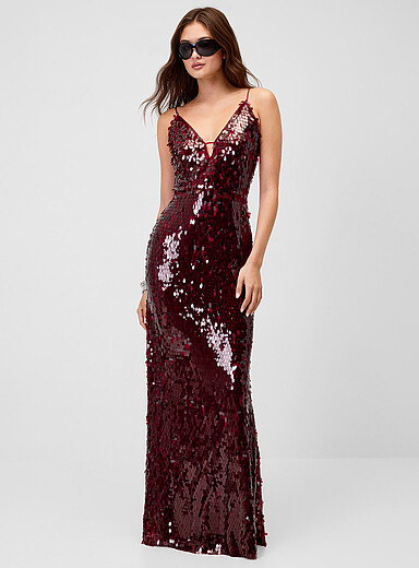 Green sequined maxi dress