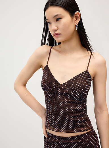 La camisole courte pois floqu&eacute;s