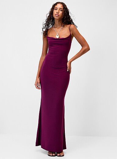 Twik Crimson Laced back maxi dress for women