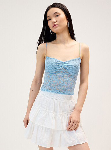 Thin strap lace cropped cami