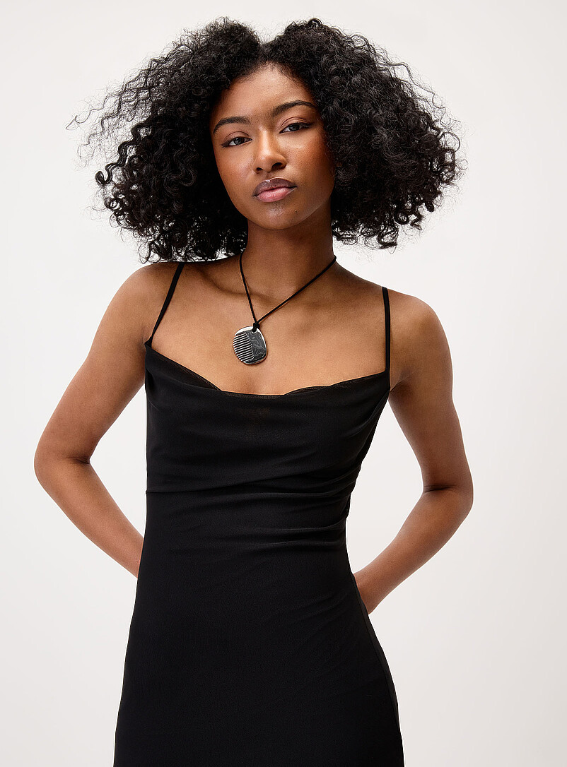 Ruffled slit mesh dress product image 2