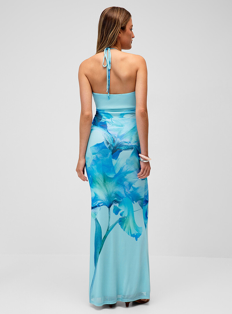 Watercolour flowers mesh halter maxi dress product image 3