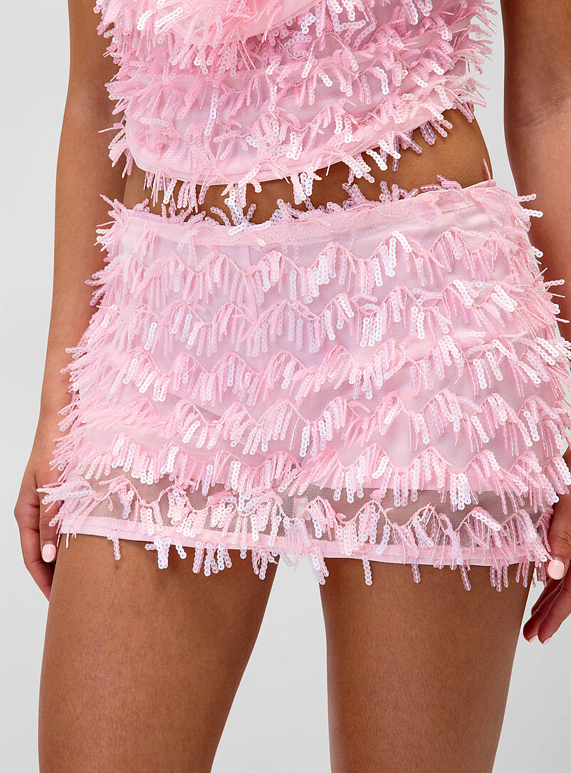 Pink sequins fringed miniskirt product image 2
