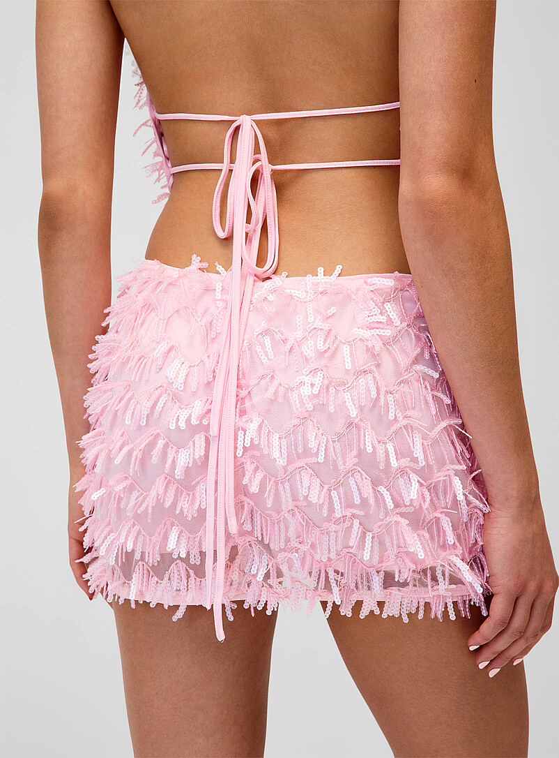 Pink sequins fringed miniskirt product image 3