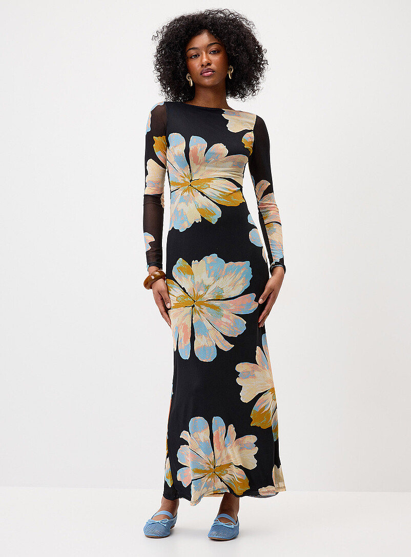 Floral mesh open-back maxi dress product image 2