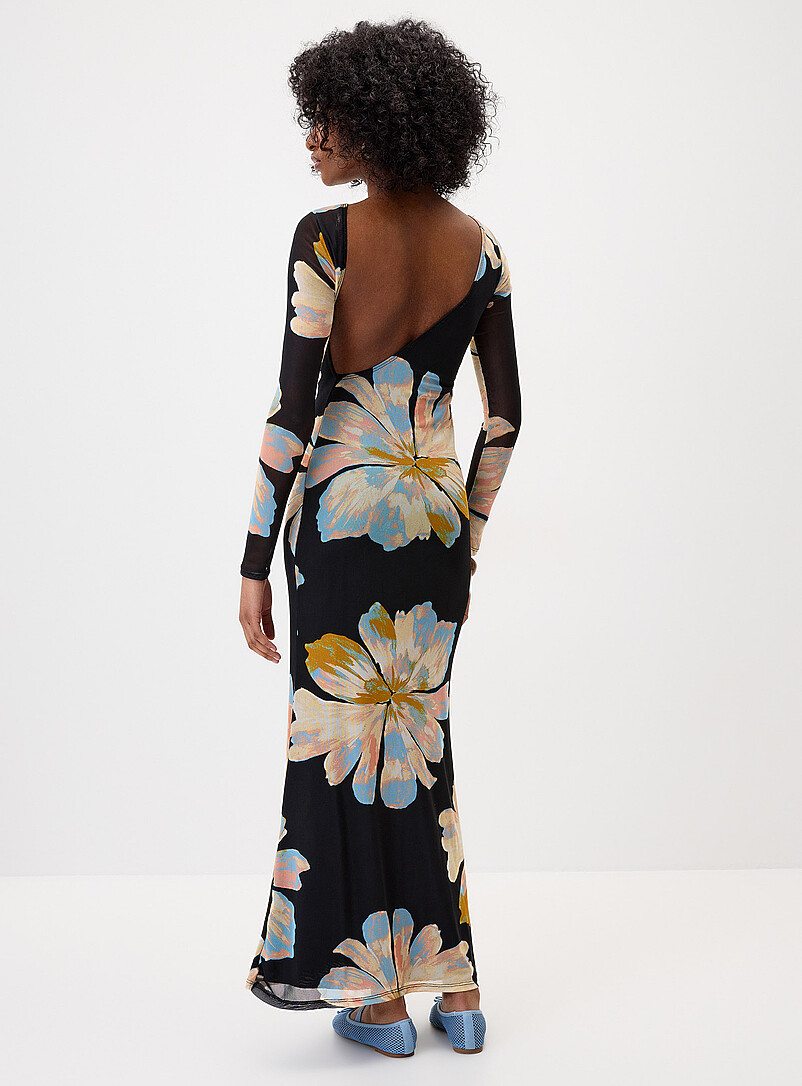 Floral mesh open-back maxi dress product image 3