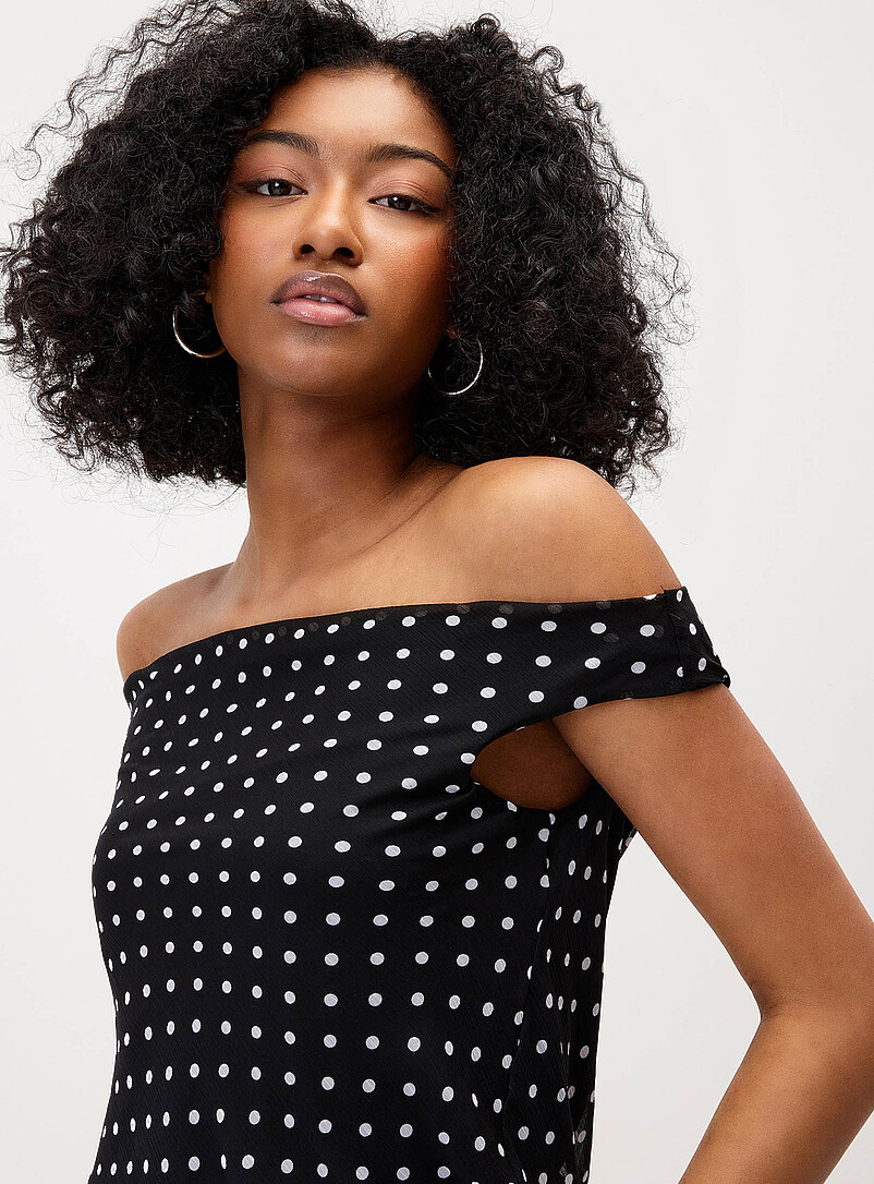 Polka-dotted draped chiffon minidress product image 2