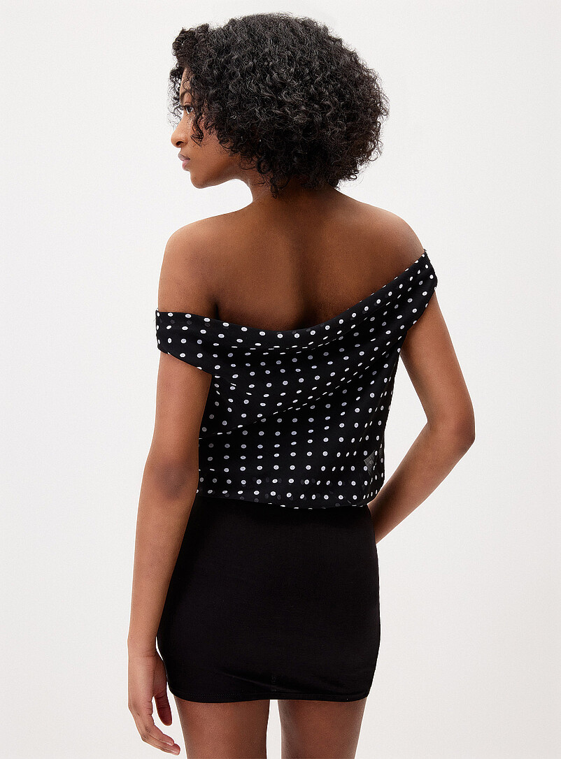 Polka-dotted draped chiffon minidress product image 3