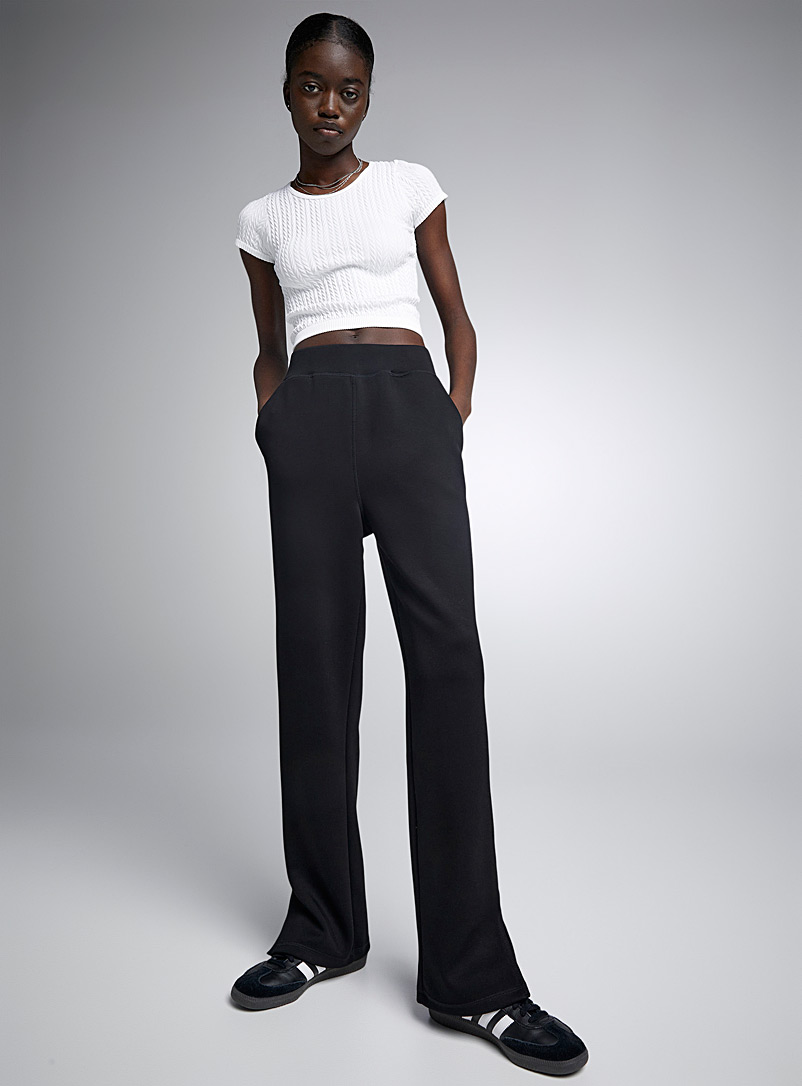 Twik: Le pantalon droit jersey doux Noir pour femme