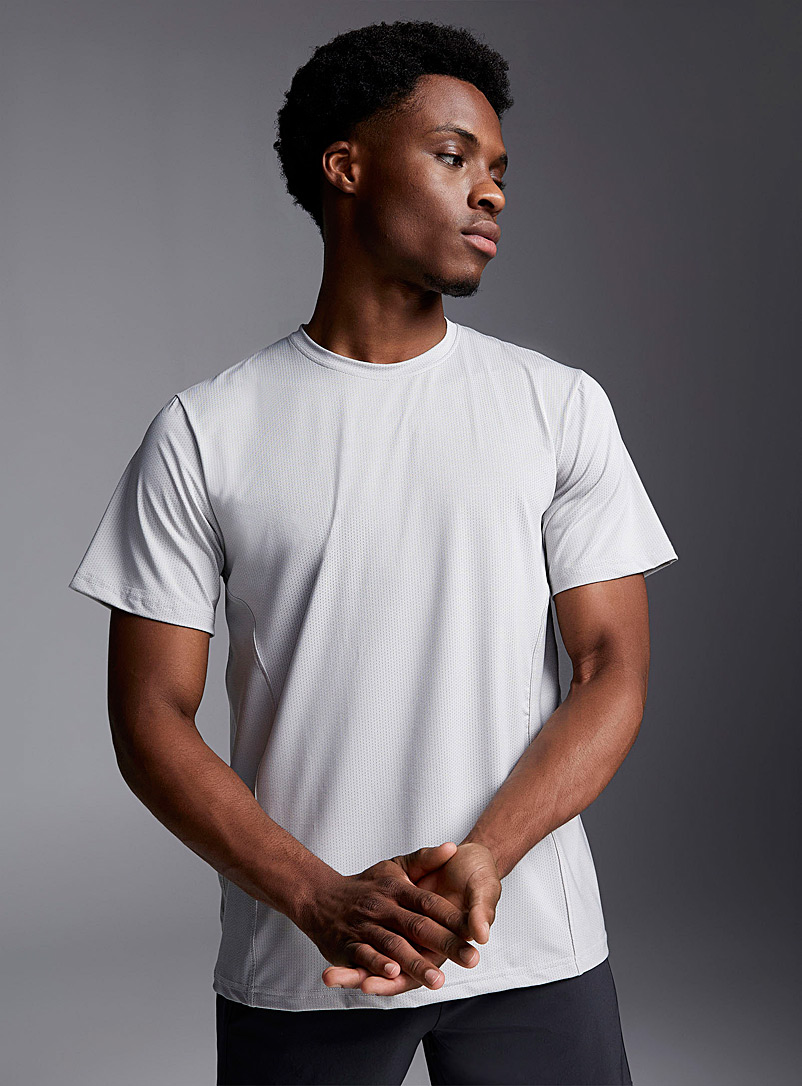 Mono B: Le t-shirt microperforé coutures accents Gris pâle pour homme