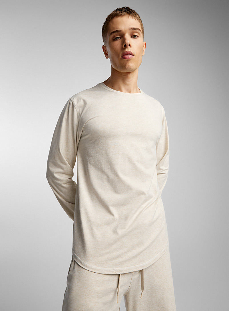 Mono B: Le t-shirt manches longues jersey ultradoux Beige crème pour homme