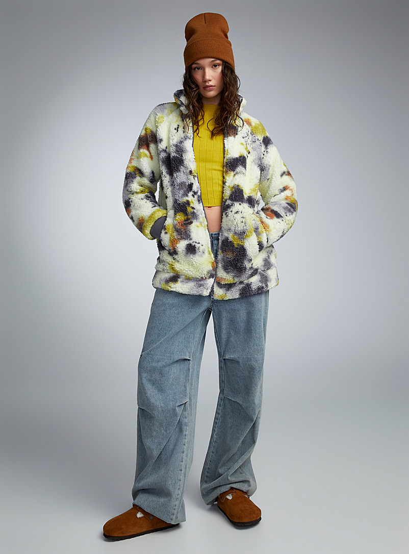 Twik Assorted Soft marbled sherpa fleece jacket for women