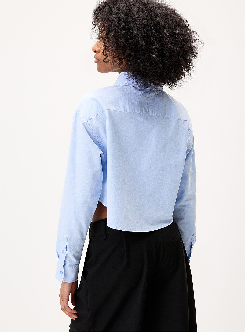 Twik Baby Blue Cropped Oxford shirt for women