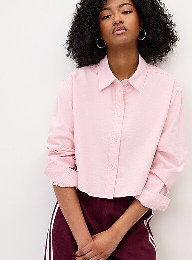 Twik: La chemise oxford courte Rose pour femme