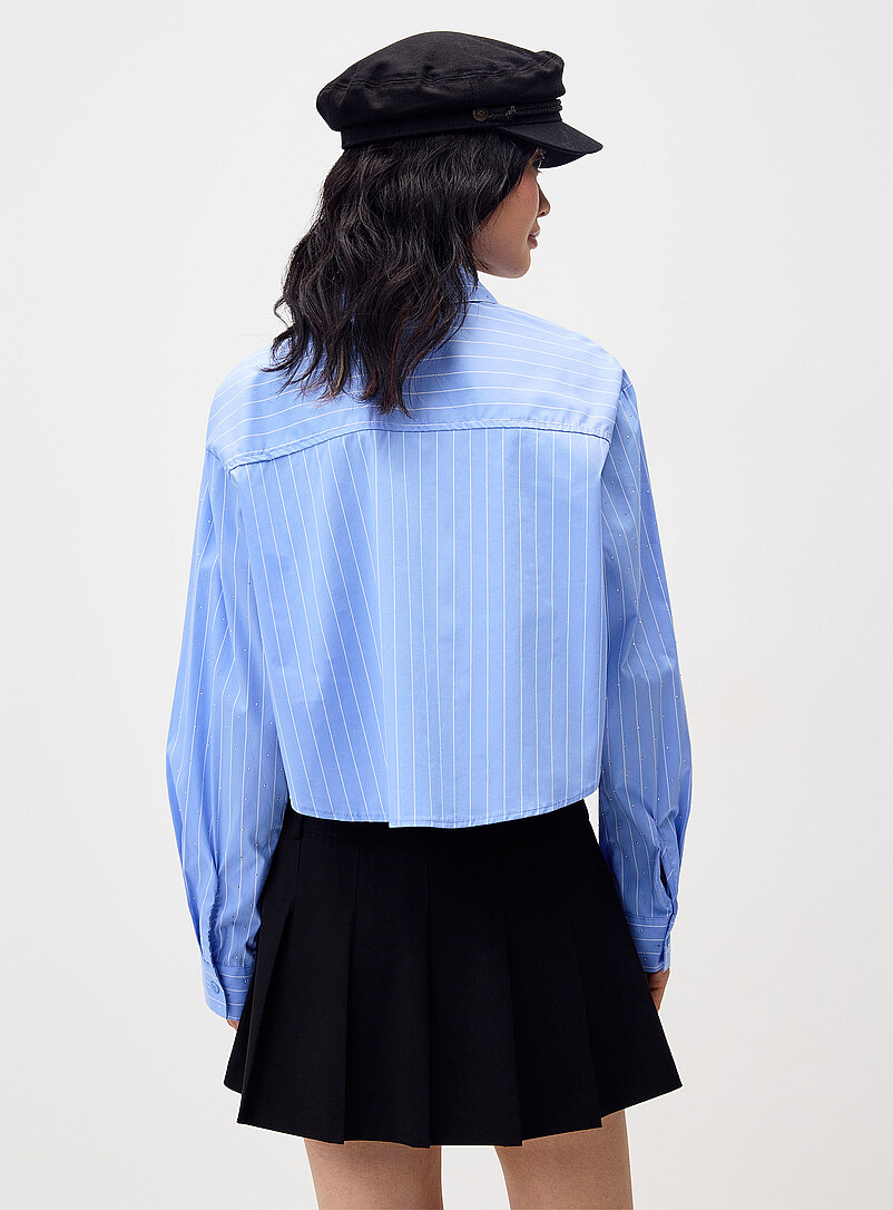 Rhinestone stripes cropped shirt | Twik | | Simons
