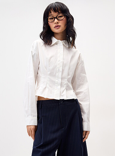Pleated fit-and-flare shirt