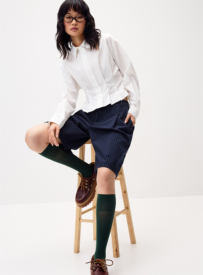 Twik Baby Blue Pleated fit-and-flare shirt for women