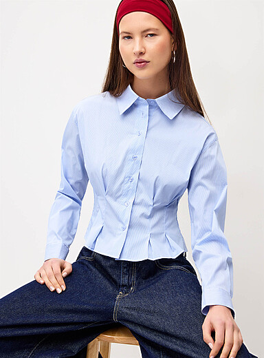 Pleated fit-and-flare shirt