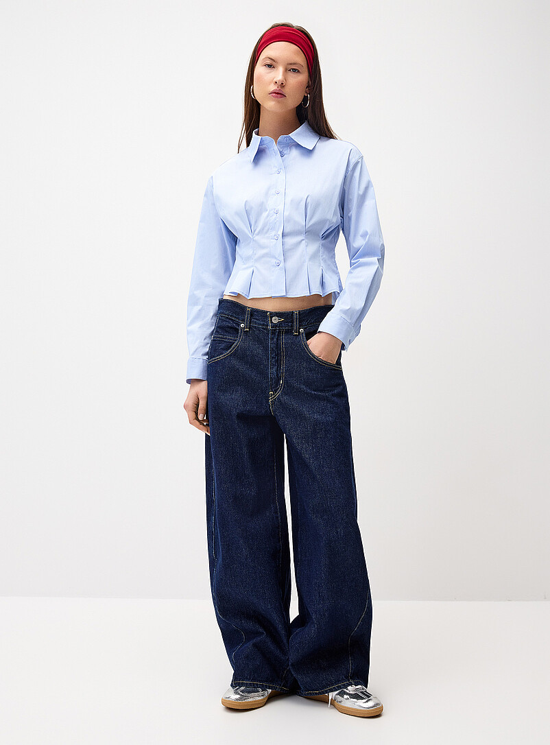 Twik: La chemise ajust&eacute;e-&eacute;vas&eacute;e pliss&eacute;e Blanc pour femme