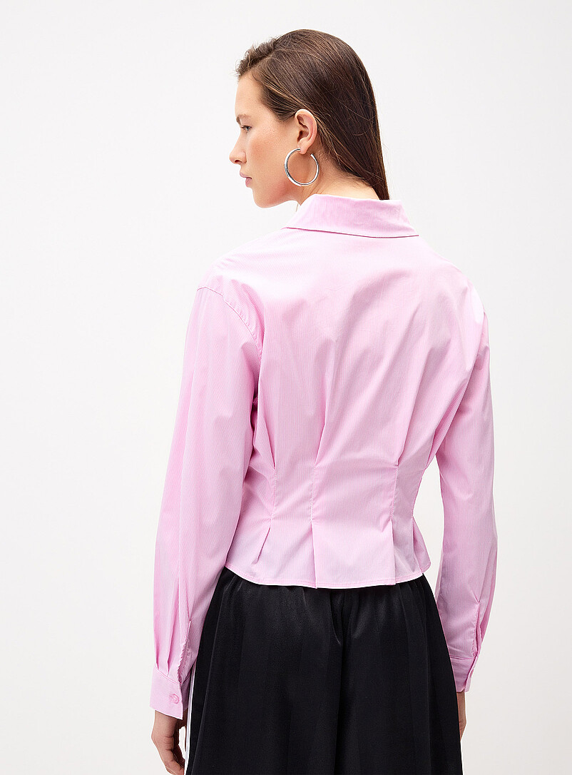 Twik Baby Blue Pleated fit-and-flare shirt for women