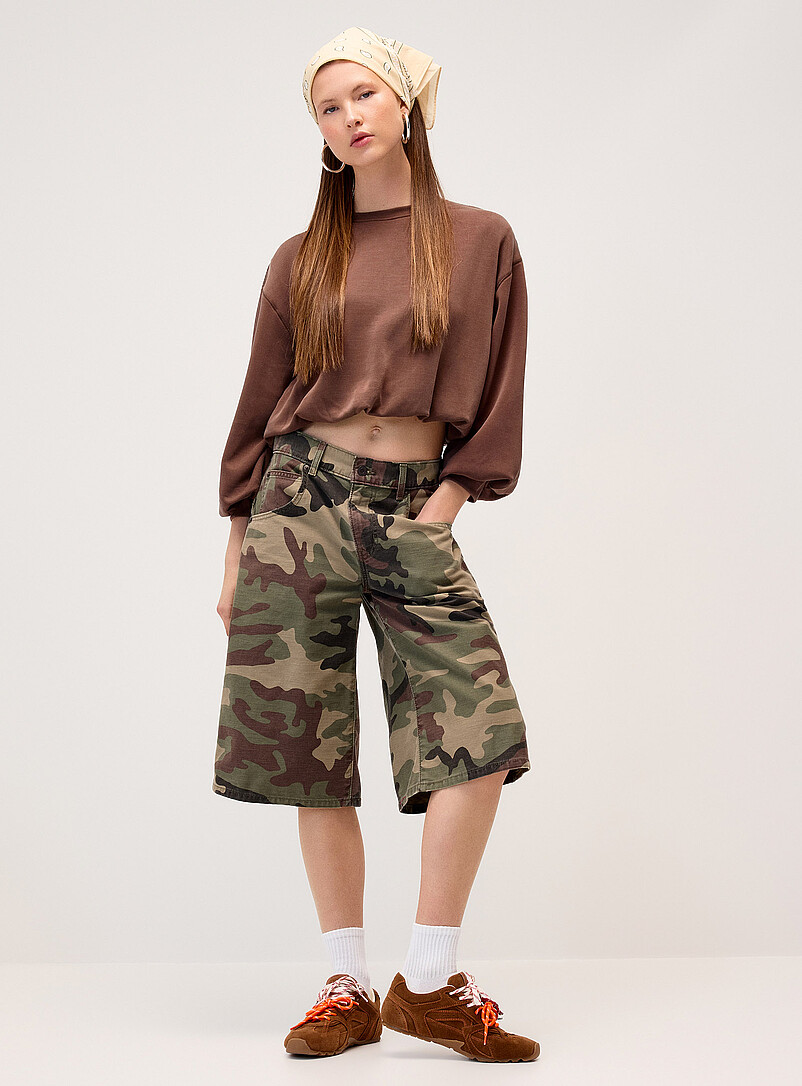 Twik Chocolate/Espresso Neoprene effect puff sweatshirt for women