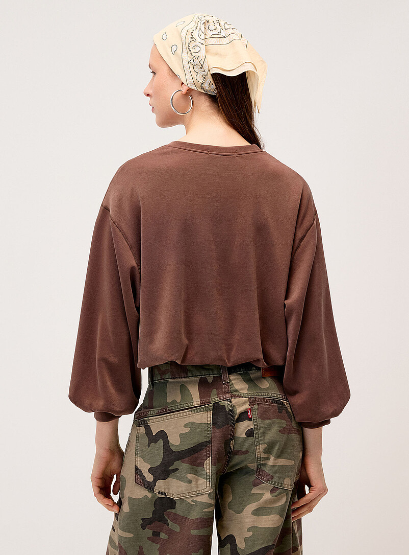 Twik Chocolate/Espresso Neoprene effect puff sweatshirt for women