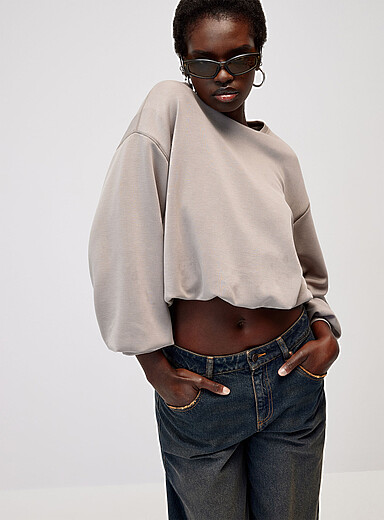 Twik: Le sweat bouffant effet n&eacute;opr&egrave;ne Noir pour femme
