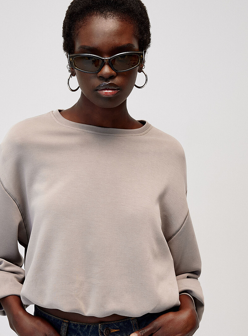 Twik: Le sweat bouffant effet n&eacute;opr&egrave;ne Chocolat - Espresso pour femme