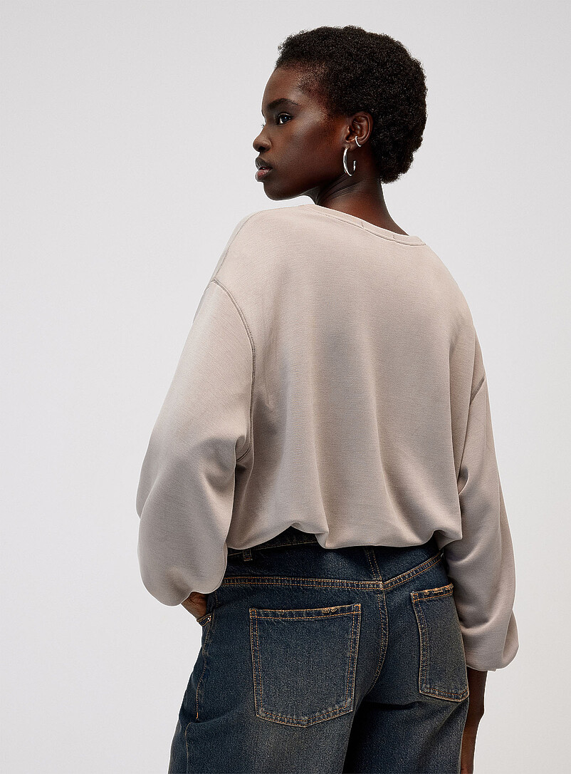 Twik Chocolate/Espresso Neoprene effect puff sweatshirt for women