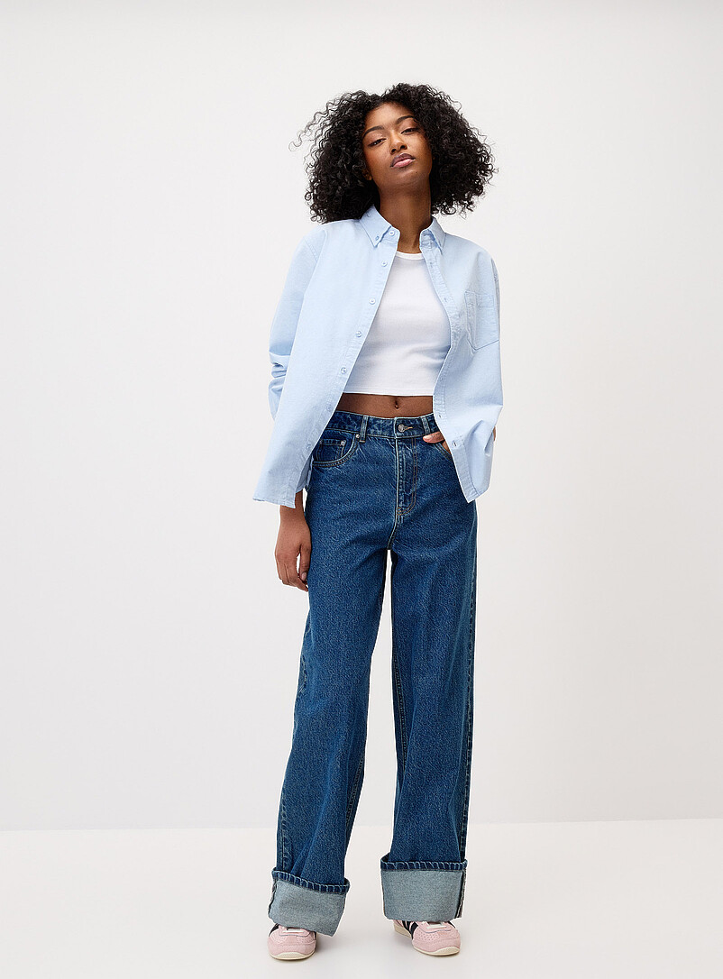 Twik: La chemise oxford ample Bleu p&acirc;le - Bleu ciel pour femme