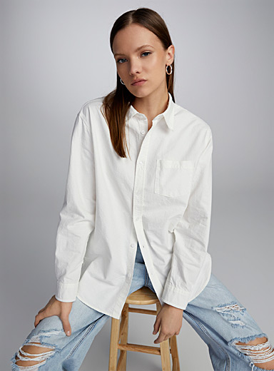 Twik White Pocket oxford shirt for women