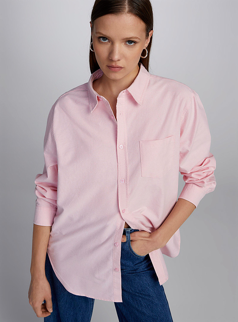 Twik Pink Pocket oxford shirt for women
