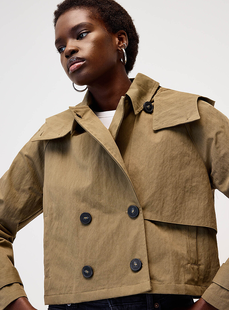 ジャケット・アウター double-end hight twist doeskin trench Cropped double-breasted trench coat | Twik | Women's Trenches Fall