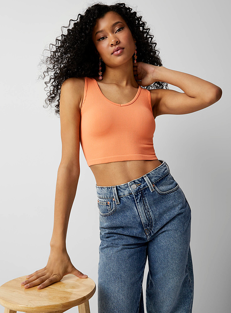 Twik Coral Ultra-cropped ribbed cami for women