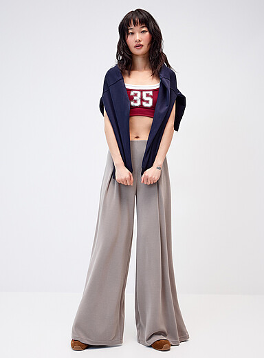 Twik Black Peach-skin wide-leg pant for women