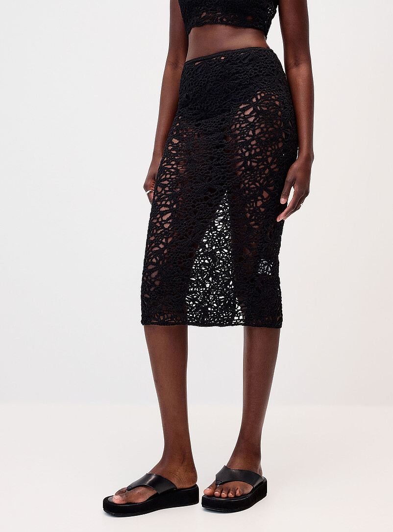 Twik: La jupe midi crochet Sable pour femme