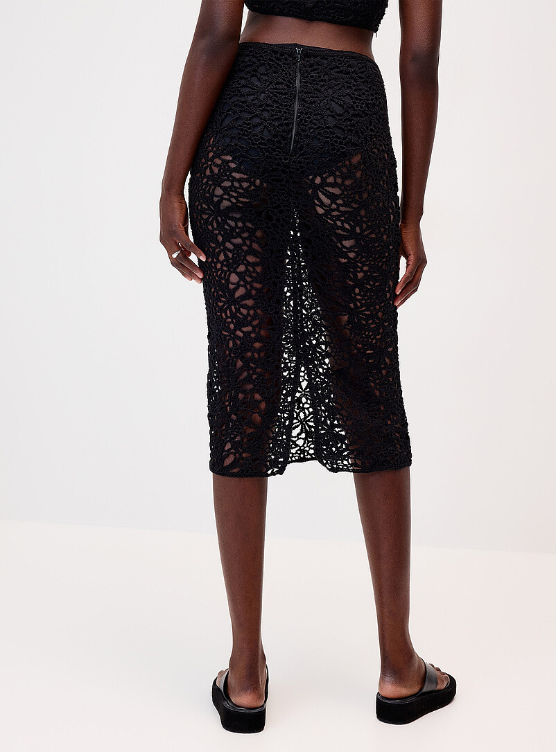 Twik: La jupe midi crochet Sable pour femme